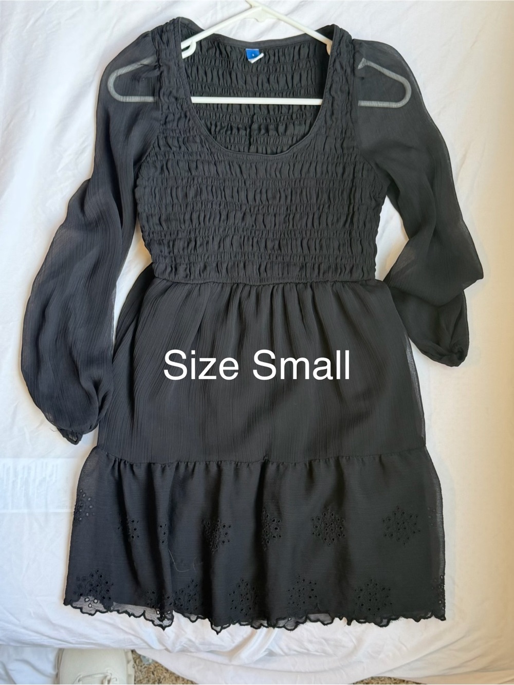 Women’s Black Mini Dress with Smocked Bodice